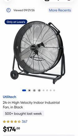 Utilitech 24-in 2-Speed Indoor Black Industrial Fan