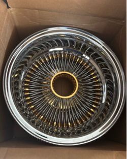 New 10 rims of 14x7 100 Spokes $2600 (2 sets), 1 set chrome, 1 set triple gold