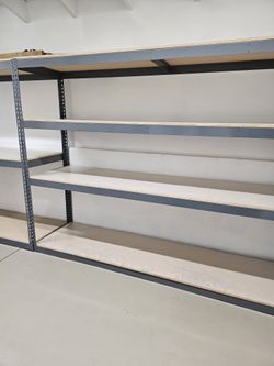 Industrial Warehouse Shelving 96 in W x 24 in D Boltless 4 Tier Steel Shleving Similar to Uline Stronger Than Homedepot And Lowes Delivery Available