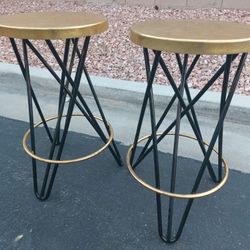 2 Meridian Mercury Counter Height Stools. Gold Brushed Iron with Black Powder Coated Iron.  2 for $80. 24" seats 