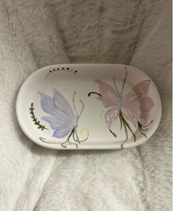 Hand painted Butterfly Trinket Tray