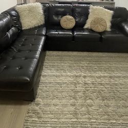 Sectional Sofa With Cushions And Rug For Sale!