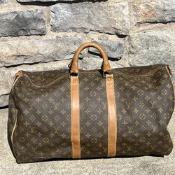 c. 1980's Louis Vuitton Keepall Bag Duffle 55 Brown Canvas