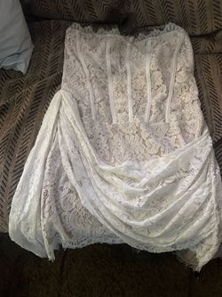 White Lace Strapless Corset Mini Dress