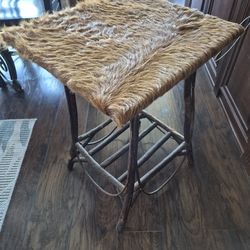 Collector's Item - Rustic Western Cowhide Side Table