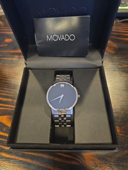 BRAND NEW MOVADO MUSEUM CLASSIC STAINLESS STEEL 40mm BLACK FACE STILL IN BOX