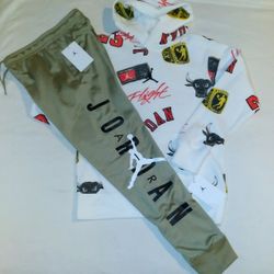 Jordan Boys Youth 2pc Hooded Jogger Warmer Set- Medium 