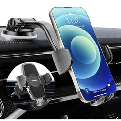 Car Phone Holder[ Big Phone Friendly] Phone Holder for Car Universal for Air Vent Dashboard Windshield Phone Mount for Car 3 in 1, Hand Free Mount for