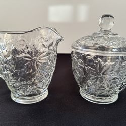 Princess House Fantasia Glass Creamer & Sugar Bowl Set