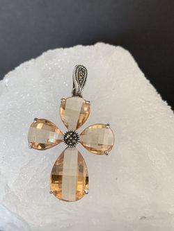 Silver 925 stamped Swarovski Crystal pendant 2” inches long