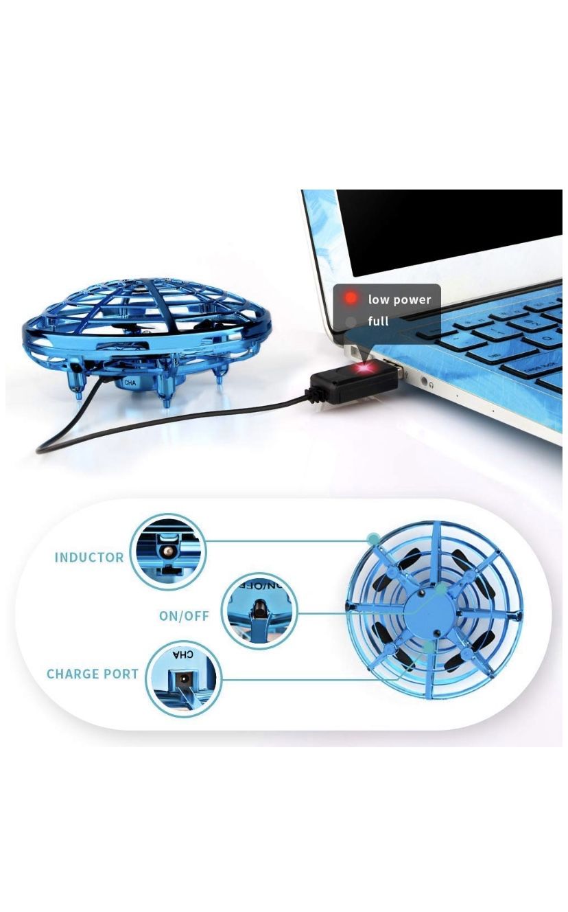 Flying Ball Toy Drones, Hand-Controlled Drone Quadcopter Helicopter Ball with 360°Rotating and Flashing LED Lights