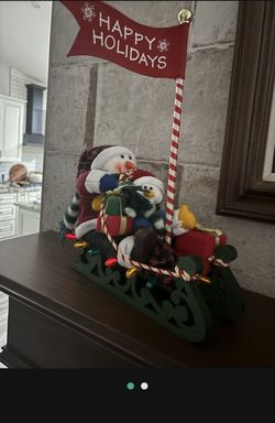 Christmas Flashing Lights Snowman Sleigh
