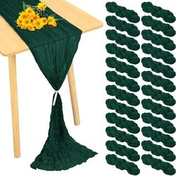 24 Pack Cheesecloth Table Runner 20 x 120 inch Cheese Cloth Table Runner Bulk,Romantic Boho Sheer Gauze Fabric Table Runners for Wedding Reception,Par