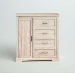 Birch Wood 4-Drawer and 1-Cabinet Transitional Wardrobe