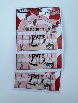 SenpaiRacing ZeroTwo Oil Change Stickers