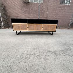 Pottery Barn Dolores Cane Media Console Entertainment Center Tv Stand Cabinet Sideboard Credenza.