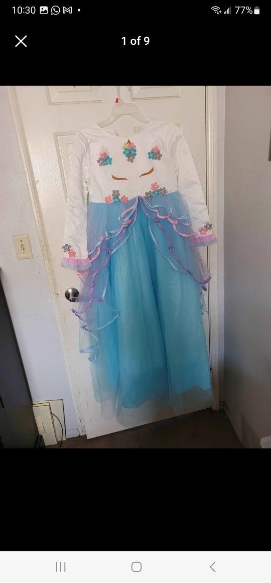 Kids little girl dress unicorn rainbow princess dress 12 to 13 years 