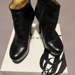 Black Leather Booties 8.5 