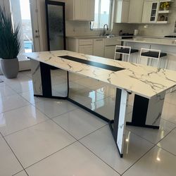 94” modern Long dining table new black white furniture kitchen house home wood Mother’s Day gift