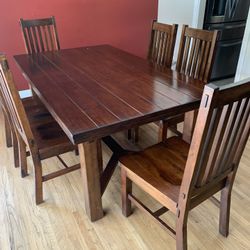 Wood Dinner Set 6 Chairs 