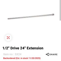 Snap On 1/2 Drive 24 Inch Extension