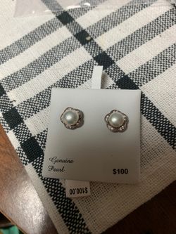 Earrings genuine pearl
