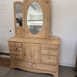 Wood Dresser With Mirror