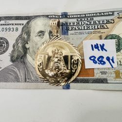 14K Solid Gold Pendant For Wedding 8.8Gr