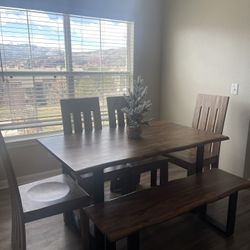 Dining Table, Chairs And Bench