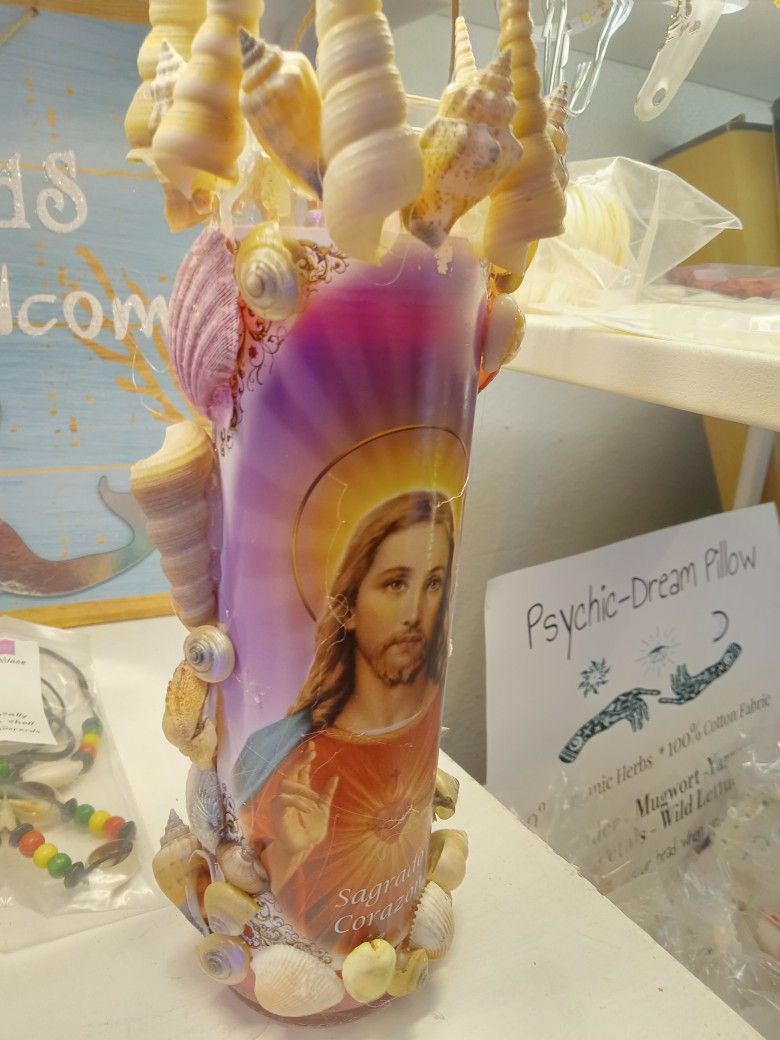 Shell Art Religious Candle for Sale in Las Vegas, NV OfferUp
