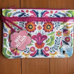 Floral Pink Sports Bag Swim Suit Dry Sack with Smartphone Touch Screen Water Protection Pouch