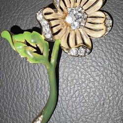 Vintage Nolan Miller Enamel Rhinestone Brooch