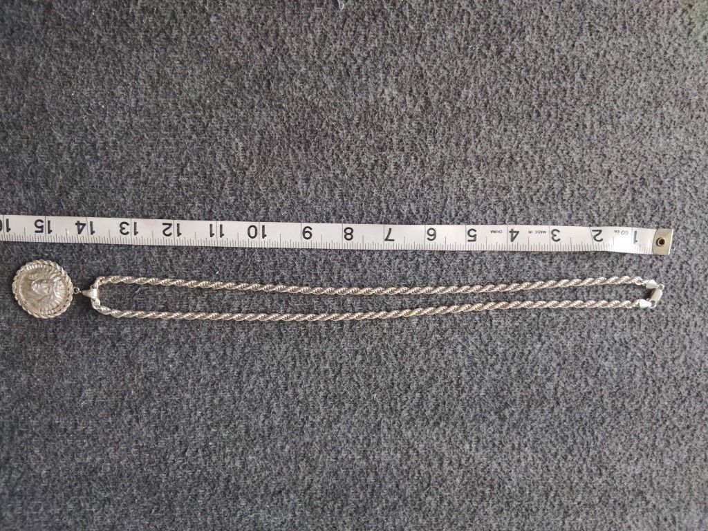 Sterling Silver 925 Rope Chain & Medallion