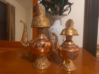Tibetan Copper and Brass Ritual Teapot Set