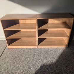 New set of 2 stackable bookcases shelving units with adjustable shelves and feet