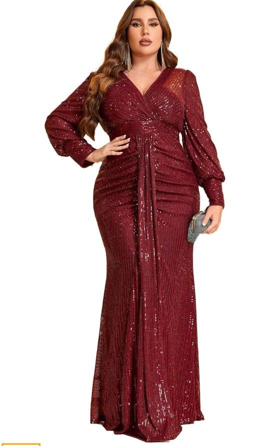 Plus Size Sequin Dress (Formal, Cocktail, Evening Party, Maxi Dress)
