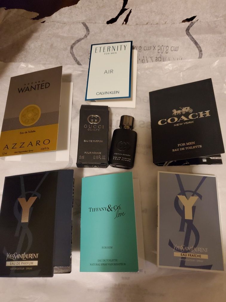 6 mens samples and 1 gucci mini perfume new firm price