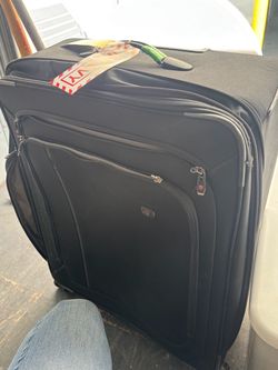 Large Black Soft-Side Rolling Luggage