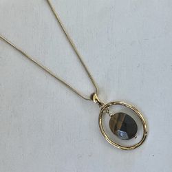 Faux Tiger Eye Pendant Necklace 