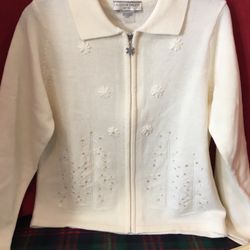 Alison Daley Petite Zip Up Christmas Tree Cardigan 