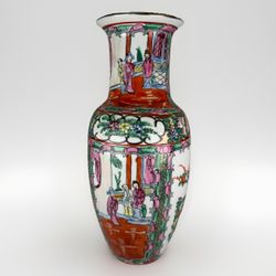 Chinese Porcelain Hand Painted Famille Rose Vase Qianlong Marked Qing Export