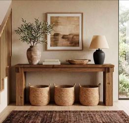 Assembled 78.7" Extra Long Console Table, Farmhouse Solid Wood Sofa Table for Entryway