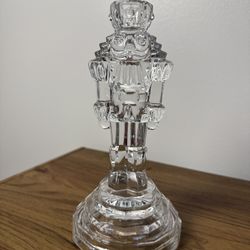 Crystal Nutcracker Candle Holder – Holiday Decor, Heavy Glass – 8.5”