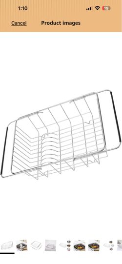 Stainless Steel Extendable Drain Basket for Fruits and Vegetables Plastic and Steel Build, Easy Storage and Comfortable Grip, Counter or Kitchen Sink