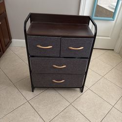 Tusy Brand 4 Grey Drawer Metal Frame Dresser with Wood Top