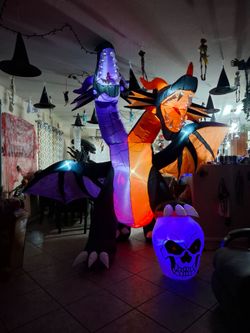 9ft Halloween 2 Headed Dragon Inflatable