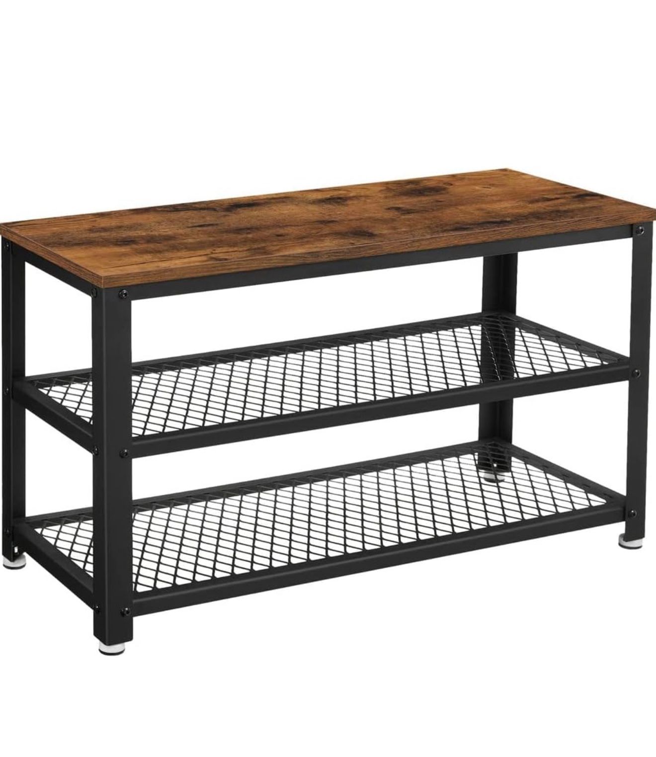 3-Tier Shoe Rack, Shelf Storage Bench with Metal Mesh Shelves and Seat, Free Standing Shoe organizer