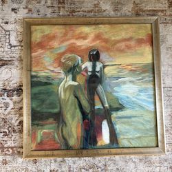 Recreation Of Elmer Bischoff’s Two Figures At The Seashore- 33in x 33in