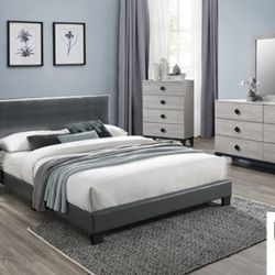 New Gray Queen Bed 