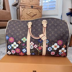 Brand New Louis Vuitton x Takashi Murakami Keepall 45 Duffel Bag